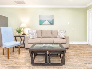 Condo, Multiple Beds, Kitchen, Garden View | Living area | TV - Dune A by Tybee Vacation Rentals (Tybee Island)