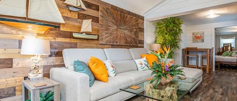 Condo, 1 King Bed, Kitchen, Garden View | Living area | 42-inch flat-screen TV with digital channels