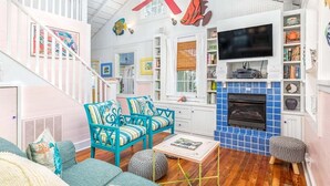 House, Multiple Beds, Pool Access, Pool View | Living area | TV - Island Bliss Tybee Vacation Rentals (Tybee Island)
