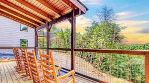 Terrace/patio - Mighty Birdsong: 2 New Cabins w/ Hot Tubs, Indoor Pools, Mtn Views, Firepit (Sevierville)