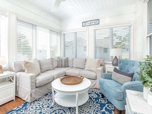 House, Multiple Beds, Kitchen, Garden View | Living area | TV, fireplace, table tennis - Mullet Manor by Tybee Vacation Rentals (Tybee Island)