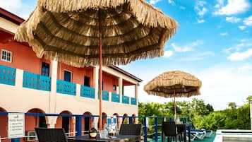 Outdoor pool, pool umbrellas