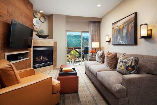 TV, fireplace, DVD player, stereo