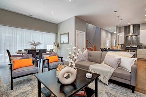 TV, fireplace, offices