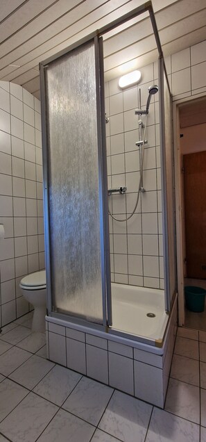 Bathtub, hair dryer, towels, soap