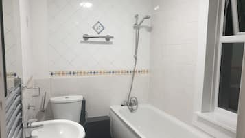 Shower, hair dryer, toilet paper