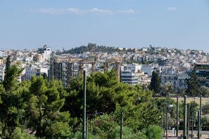 A densely packed urban area with buildings and trees.