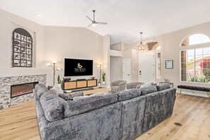 TV, fireplace, stereo, offices