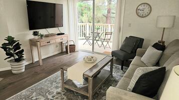 Smart TV, fireplace, computer monitors