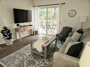 Smart TV, fireplace, computer monitors