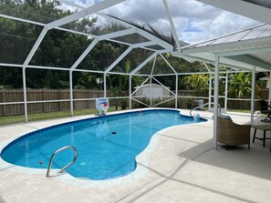 Outdoor pool, a heated pool - 3/2 with Heated Pool - Tranquil Tropical Escape
 (Sebastian)