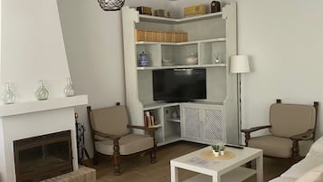 Televisie en een open haard