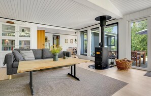 Una televisión, una chimenea