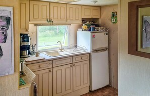 Fridge, oven, stovetop, coffee/tea maker