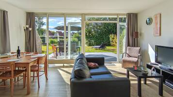 TV, DVD player, stereo