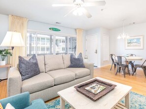 Condo, Multiple Beds, Kitchen, Beach View | Living area | 40-inch TV with digital channels - South Beach Ocean 4 by Tybee Vacation Rentals (Tybee Island)