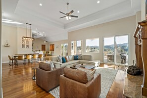 Smart TV, fireplace, foosball, table tennis