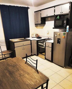 Fridge, microwave, toaster