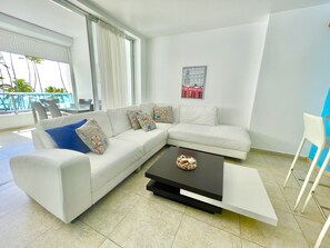 Apartment, 2 Bedrooms, Smoking, Balcony | Living area - Marbella 2bedroom Beachfront Apartment (Guayacanes)