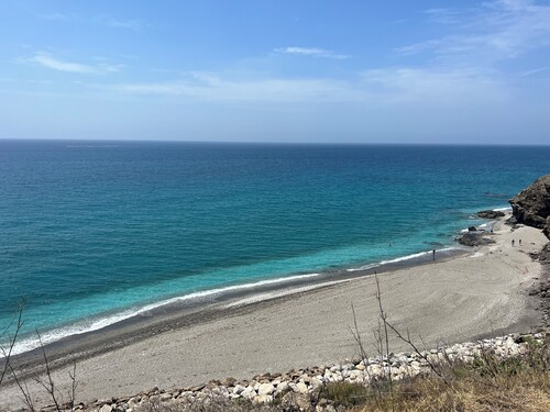 Spectacular panoramic sea view in Nerja. Sun from sunrise to sunset.