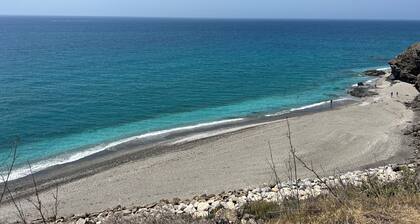 Spectacular panoramic sea view in Nerja. Sun from sunrise to sunset.
