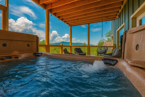 Outdoor spa tub - Amazing Mountain Views | Hot Tub | Modern Getaway! (Sevierville)