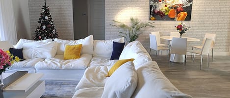TV connectée, cheminée, jeux vidéo, lecteur de DVD