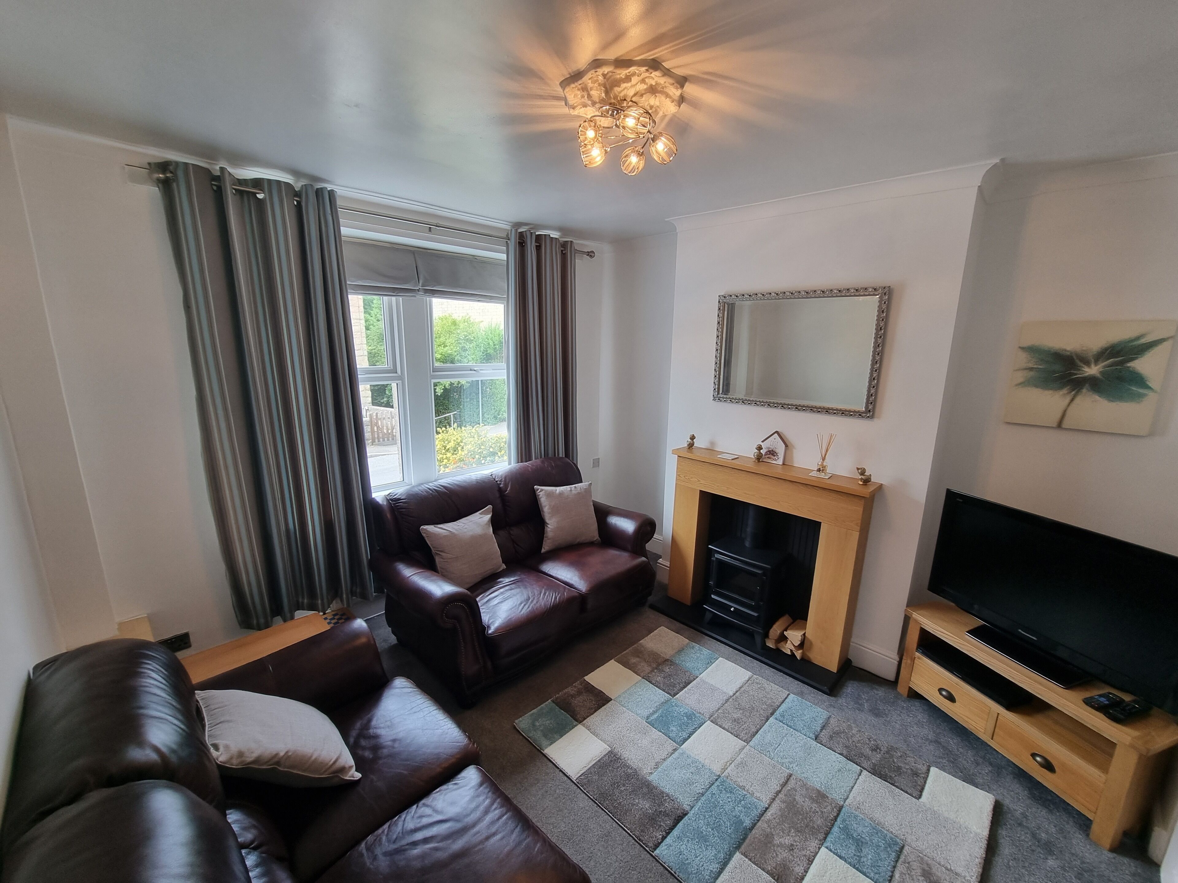 TV, peis, DVD-spiller og filmbibliotek