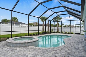 Outdoor pool, a heated pool - Large 1 story home in Babcock Ranch with heated saltwater pool home with hot tub (Punta Gorda)