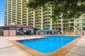 Indoor pool, a heated pool - Oceanfront condo with balcony overlooking the beach, pools, tennis & gym (Ocean City)