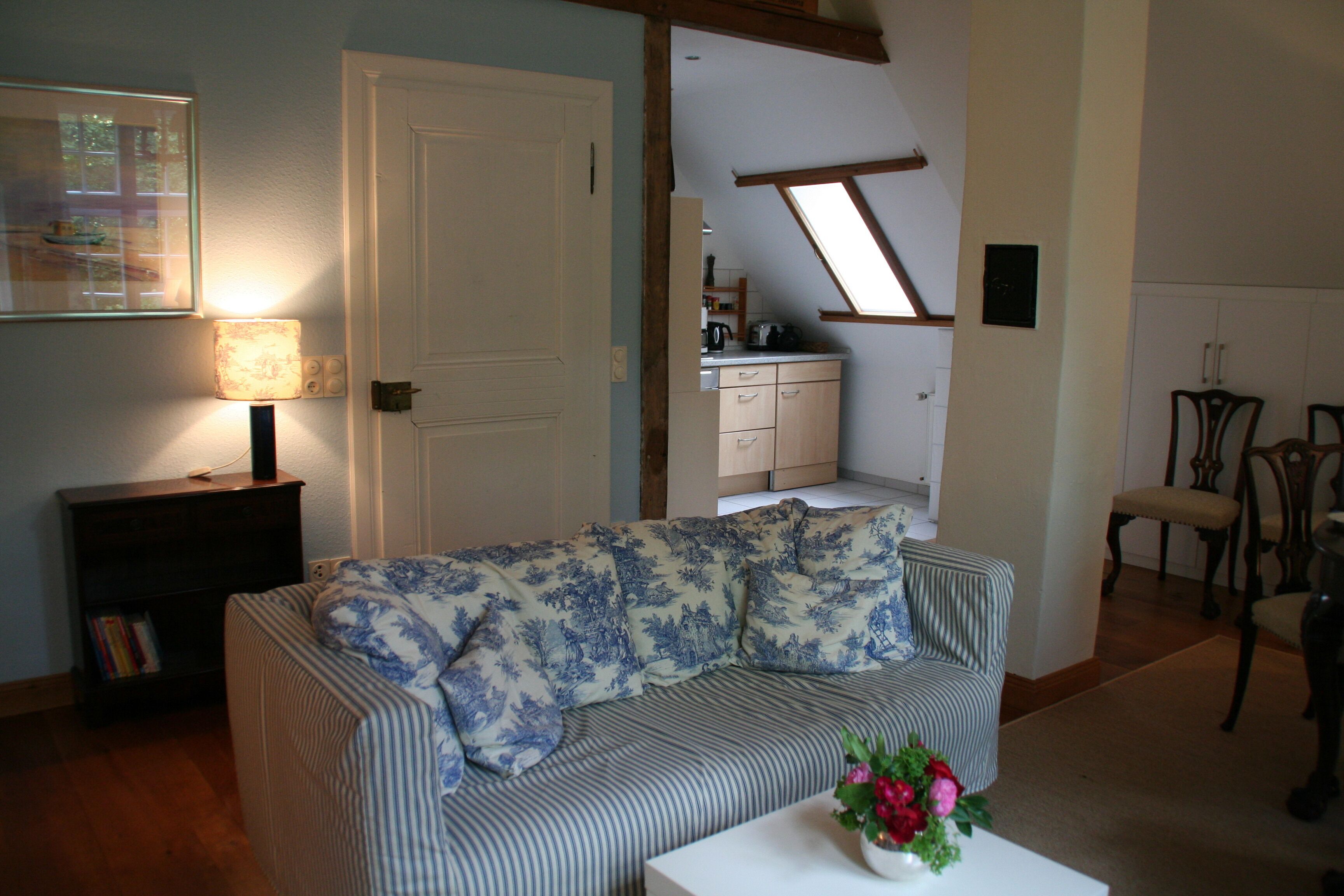 TV, books, music library, stereo