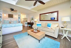 Smart TV, DVD player, books, streaming services