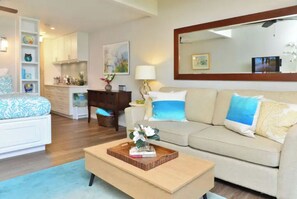 Smart TV, DVD player, books, streaming services