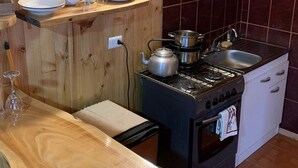 Executive Apartment | Private kitchen | Full-size fridge, microwave, cookware/dishes/utensils