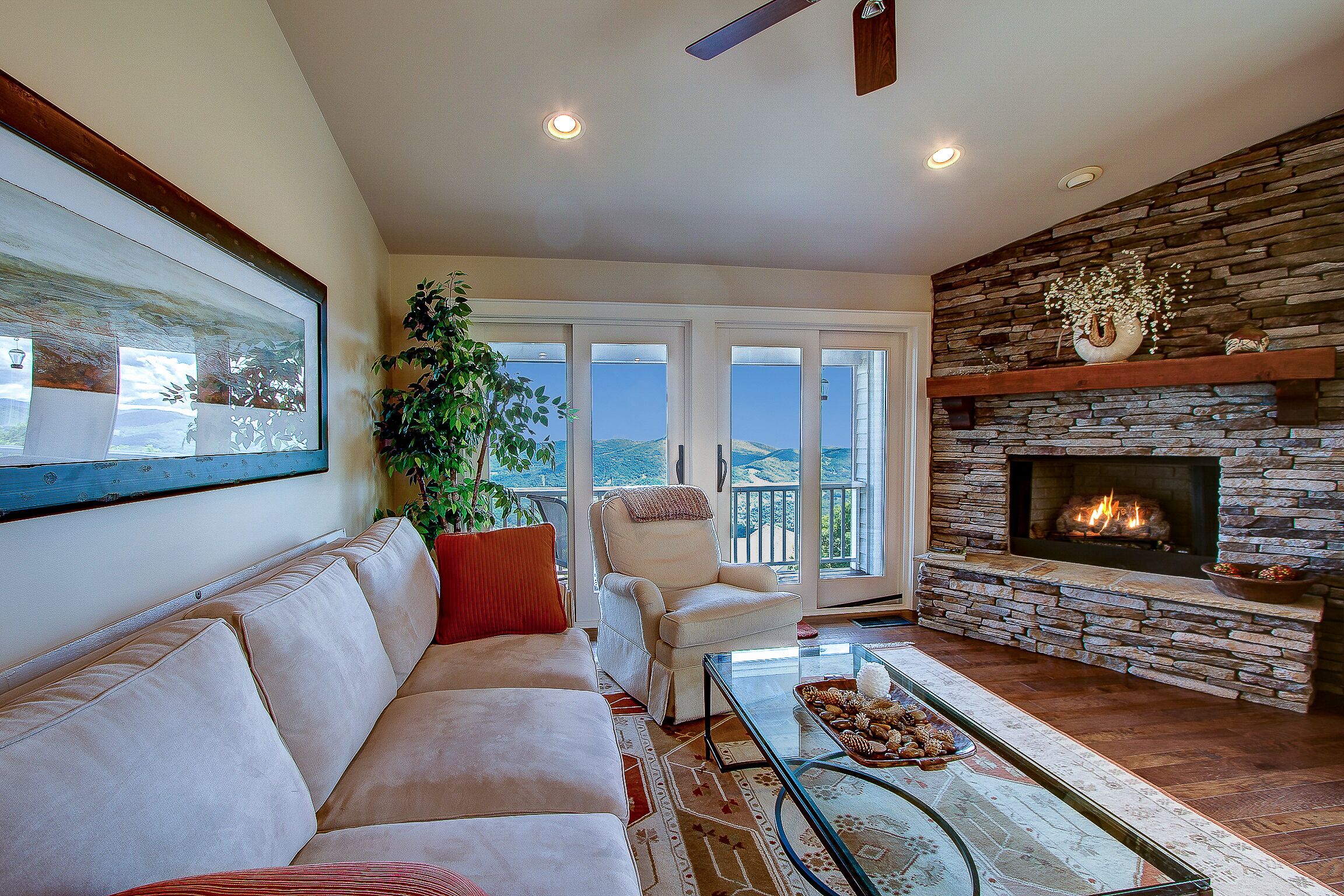 Smart TV, lareira, escritórios