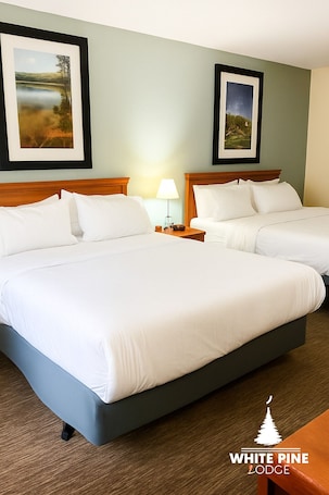 Laptop workspace, iron/ironing board, free WiFi, bed sheets. White Pine Lodge