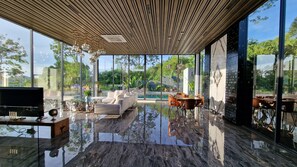 Luxury Villa, 3 Bedrooms, Non Smoking, Sea View | Living area | TV - Villa Obsidian (Koh Samui)