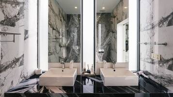 Luxury Villa, 3 Bedrooms, Non Smoking, Sea View | Bathroom | Shower, rainfall showerhead, bidet, towels