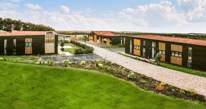 Three bed lodge with two king-size beds and one twin (king by arrangement).