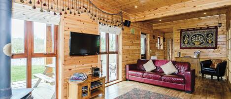 Télévision à écran plat, cheminée