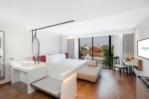 Minibar, in-room safe, desk, laptop workspace