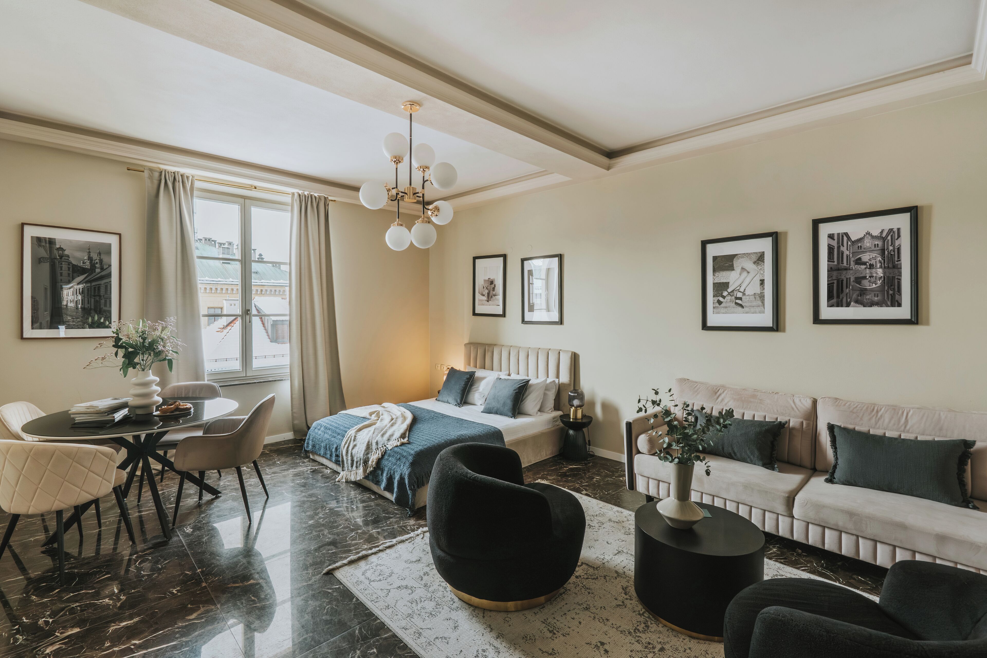 Individually decorated, individually furnished, blackout drapes