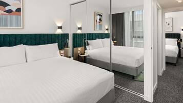 Memory-foam beds, in-room safe, desk, laptop workspace