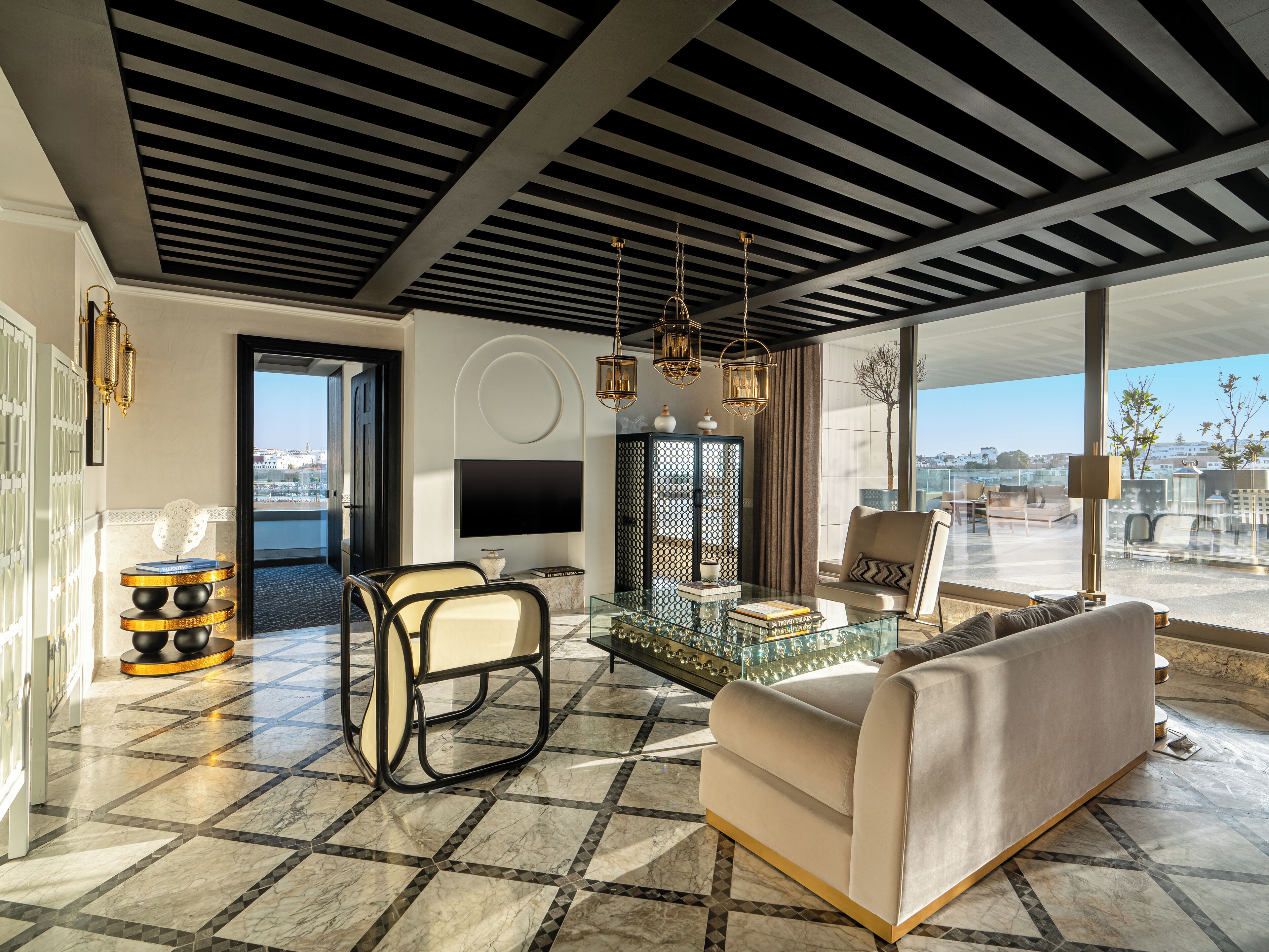 suite, 3 bedrooms (ambassador gold) | living area | 50-inch smart tv with digital channels, tv