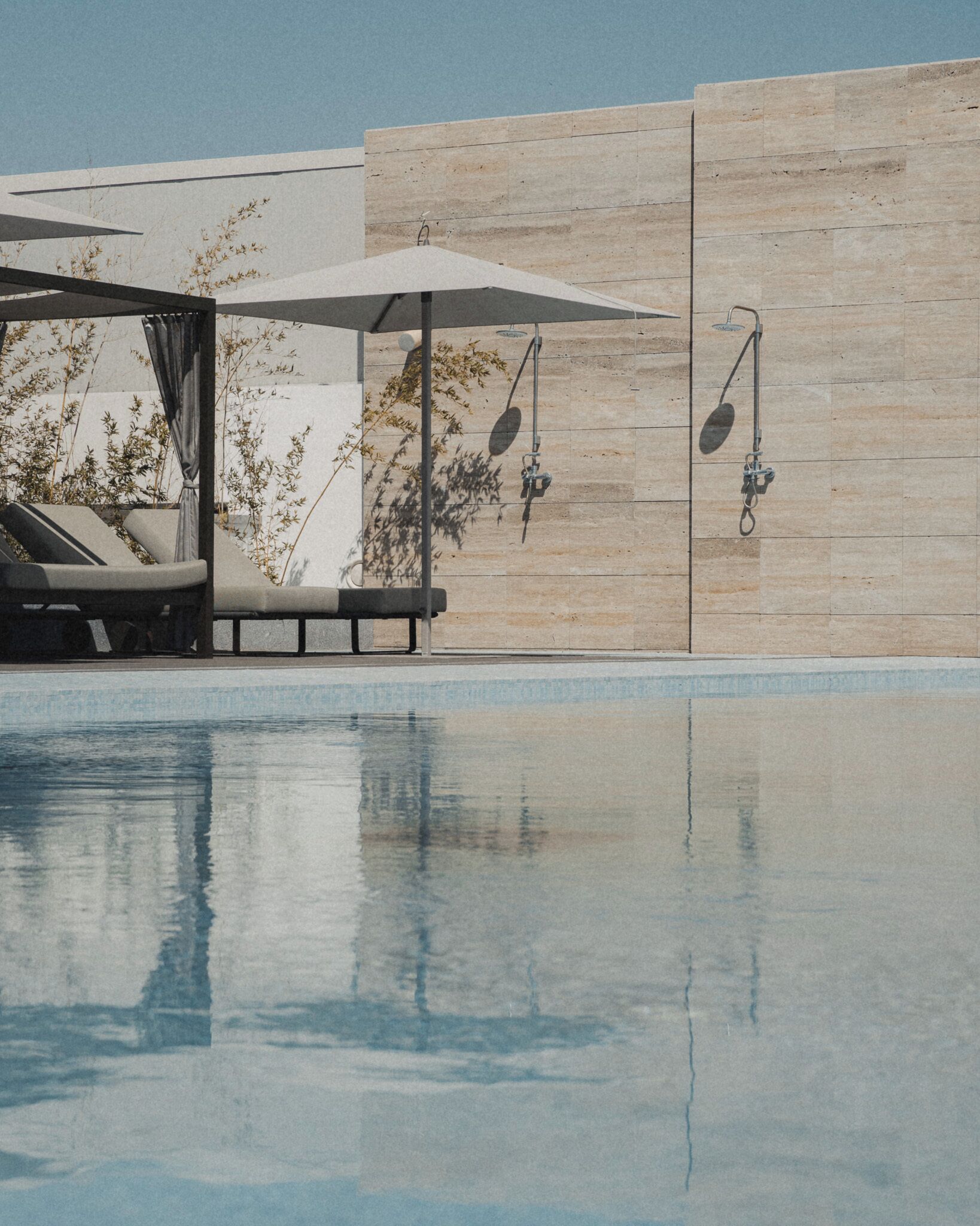 Outdoor pool, sun loungers