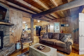 TV, fireplace