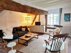 Télévision, cheminée, écrans d'ordinateur