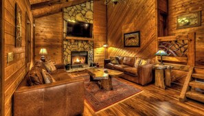 TV, fireplace, table tennis, stereo - Away to the Lake - Lake Blue Ridge dock | Hot Tub Pool Table | Ping Pong | Fire pit (Blue Ridge)