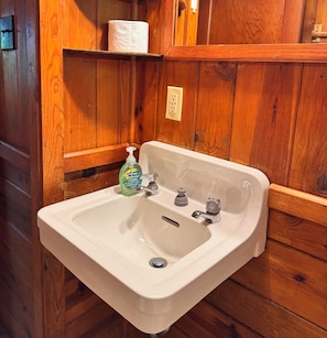 Combined shower/tub, towels, soap, toilet paper