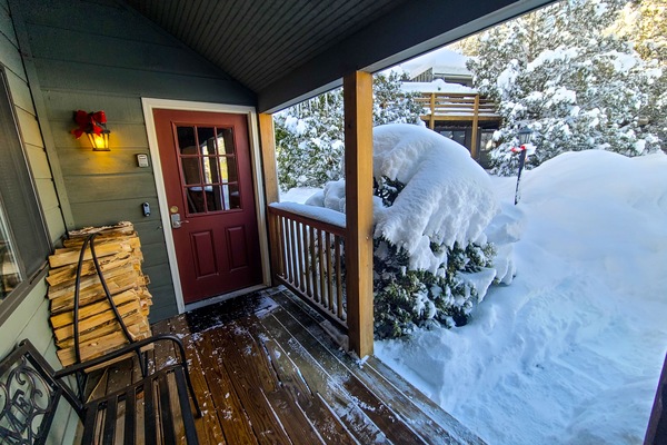 Front door/patio with firewood